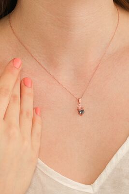 925 Sterling Silver Butterfly Necklace with Mystic Topaz - 7