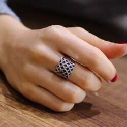 925 Ayar Gümüş Modern Tasarım Yüzük - 4