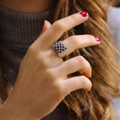 925 Ayar Gümüş Modern Tasarım Yüzük - 1