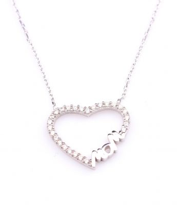 Silver Heart & Mom Necklace - 5