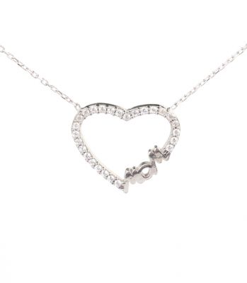 Silver Heart & Mom Necklace - 4