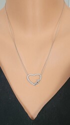 Silver Heart & Mom Necklace - Nusrettaki