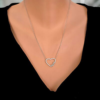 Silver Heart & Mom Necklace - 1