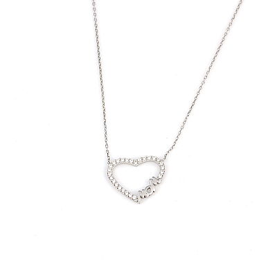 Silver Heart & Mom Necklace - 2