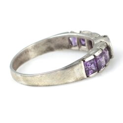 925 Ayar Gümüş Mor Baget Taşlı Zirkon Zarif Yüzük - 3