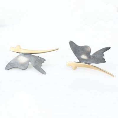 925 Ayar Gümüş Morpho Kelebeği Çivi Küpe - 2