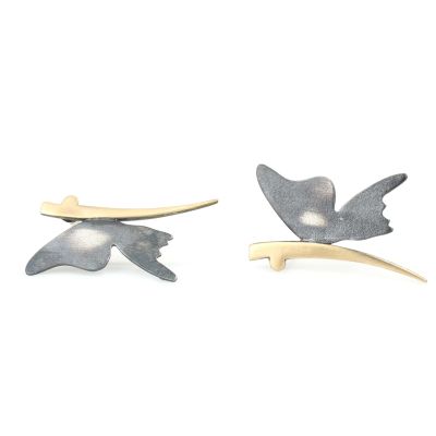 925 Ayar Gümüş Morpho Kelebeği Çivi Küpe - 3