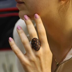 925 Ayar Gümüş Motifli Oval Tasarım Yüzük - Nusrettaki