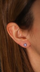 925 Rose Silver Evil Eye Stud Earrings - 3