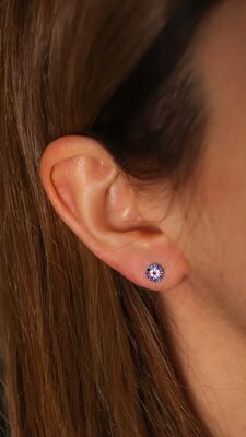 925 Rose Silver Evil Eye Stud Earrings - 3