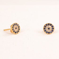 925 Gold Silver Evil Eye Stud Earrings - 3