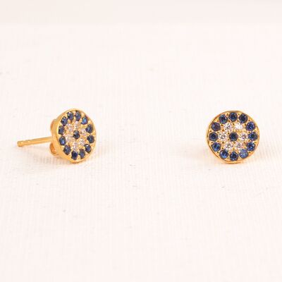 925 Gold Silver Evil Eye Stud Earrings - 3
