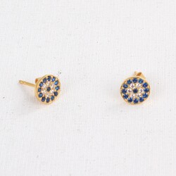 925 Gold Silver Evil Eye Stud Earrings - 4