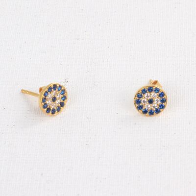 925 Gold Silver Evil Eye Stud Earrings - 4