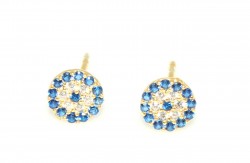 925 Gold Silver Evil Eye Stud Earrings - Nusrettaki (1)