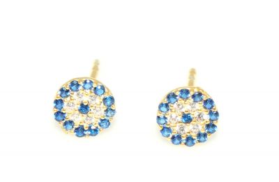 925 Gold Silver Evil Eye Stud Earrings - 2