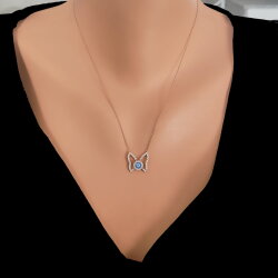 925 Ayar Gümüş Nazar Boncuklu Kelebek Kolye - Nusrettaki