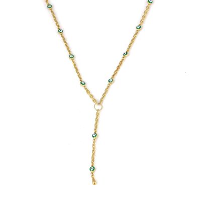 925 Ayar Gümüş Nazar Boncuklu Y Kolye - 3