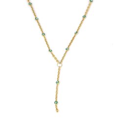 925 Ayar Gümüş Nazar Boncuklu Y Kolye - 3