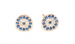 Evil Eye Stud Earrings, 925 Rose Silver - Nusrettaki