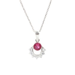 925 Ayar Gümüş Nişane Tasarım Yakut Taşlı Kolye - 5