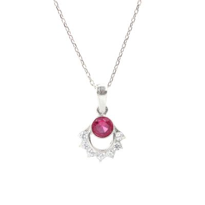 925 Ayar Gümüş Nişane Tasarım Yakut Taşlı Kolye - 5