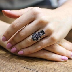 925 Ayar Gümüş Oksitli Ananas Yüzük - Nusrettaki