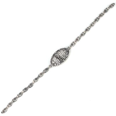 925 Ayar Gümüş Oksitli Kalemli Zincir Bileklik - 3