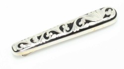 925 Ayar Gümüş Oltu Taşı Desenli Kravat İğnesi - Nusrettaki