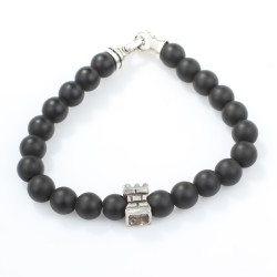Silver Men's Bracelets with Onyx - 4