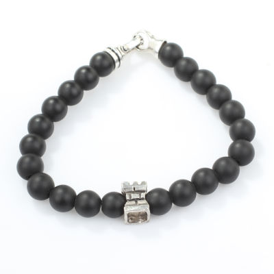 Silver Men's Bracelets with Onyx - 4