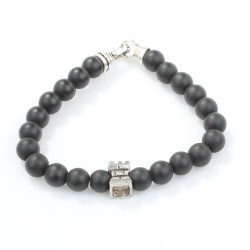 Silver Men's Bracelets with Onyx - 6