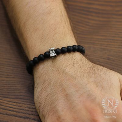 Silver Men's Bracelets with Onyx - 1