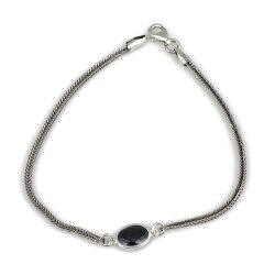 925 Ayar Gümüş Oniks Renk Taşlı Tilki Kuyruğu Zincir Bileklik - Nusrettaki