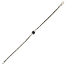 925 Ayar Gümüş Oniks Renk Taşlı Tilki Kuyruğu Zincir Bileklik - Nusrettaki (1)