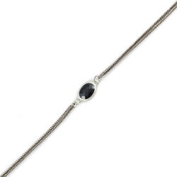 925 Ayar Gümüş Oniks Renk Taşlı Tilki Kuyruğu Zincir Bileklik - 3