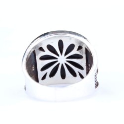925 Sterling Silver Star and Crescent Design Men Ring with Onyx - 5