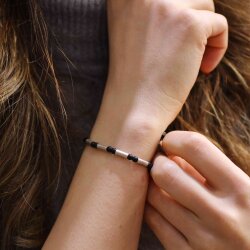 925 Ayar Gümüş Oniks Siyah Taşlı Bileklik - Nusrettaki