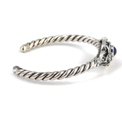 925 Ayar Gümüş Oniks Taşlı Burgu Kol Telkari Model Bilezik - 3