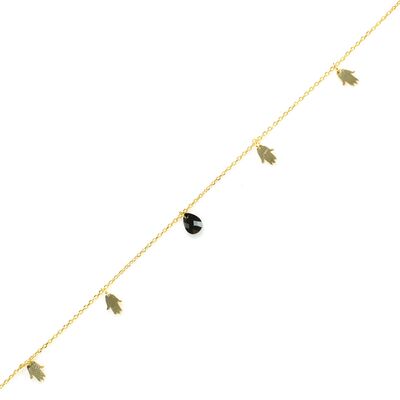 925 Ayar Gümüş Oniks Taşlı El Modeli Halhal - 2