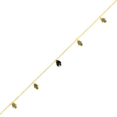 925 Ayar Gümüş Oniks Taşlı El Modeli Halhal - 4