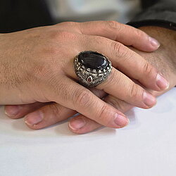 925 Ayar Gümüş Oniks Taşlı Elişi Erkek Yüzüğü - Nusrettaki