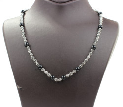 925 Ayar Gümüş Oniks Taşlı Güverseli Top Kolye - 6