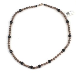 925 Ayar Gümüş Oniks Taşlı Güverseli Top Kolye - 3