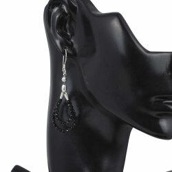 925 Silver Onyx Hoop Earrings - Nusrettaki (1)