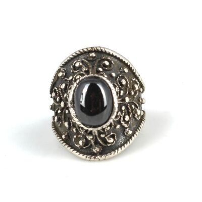 925 Ayar Gümüş Oniks Taşlı Kavuk Model Yüzük - 2