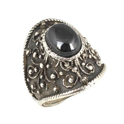 925 Ayar Gümüş Oniks Taşlı Kavuk Model Yüzük - 1