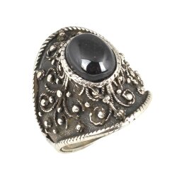 925 Ayar Gümüş Oniks Taşlı Kavuk Model Yüzük - Nusrettaki