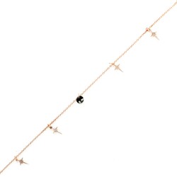 Nusrettaki - 925 Ayar Gümüş Oniks Taşlı Kuzey Yıldızı Modeli Halhal