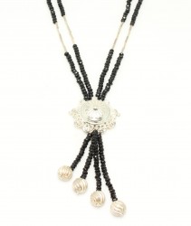 Silver Thrum Necklace with Onyx - 3